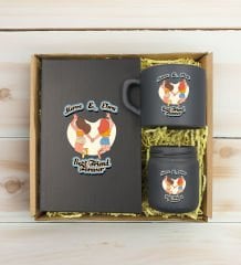 BK Gift Kişiye Özel İsimli DTF Best Friend Temalı Antrasit Defter & Kahve Fincanı & Mum Hediye Seti-6, Arkadaşa Hediye, Doğum Günü Hediyesi