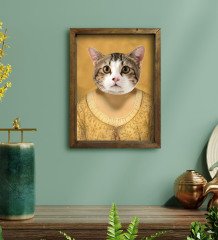 Evcil Dostlara Özel Portre Doğal Masif Ahşap Çerçeveli Tablo 30x40cm-17