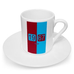Kişiye Özel Bordo Mavi Tasarımlı Türk Kahvesi Fincanı - Model 2