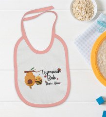 BK Kids Kişiye Özel Pembe Bebek Mama Önlüğü - Model 42