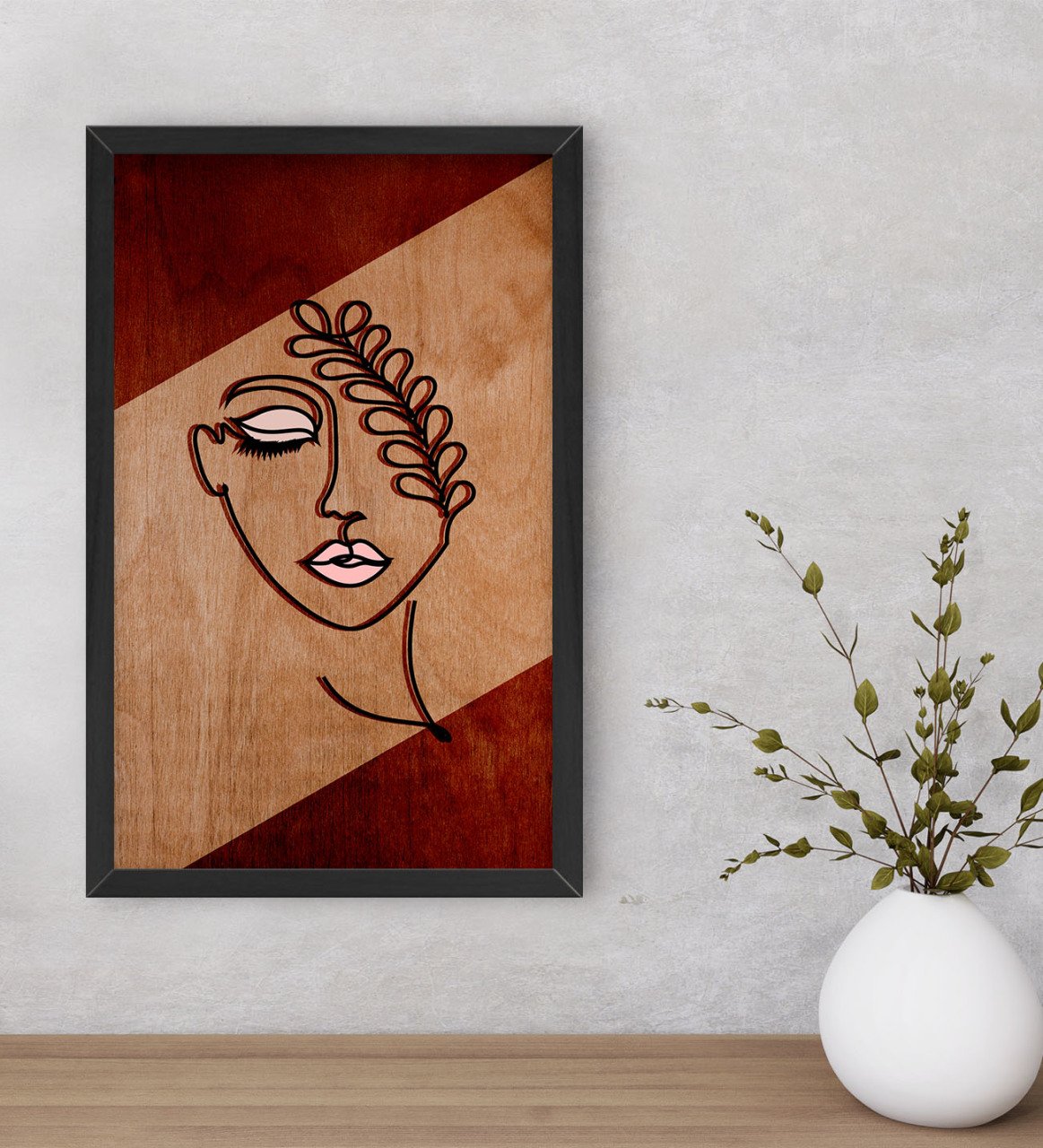 BK Home Minimalist Woman Dekoratif Ahşap Siyah Çerçeveli Tablo-2