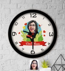 BK Gift Kişiye Özel Öğretmen Karikatürlü Ahşap Duvar Saati-7