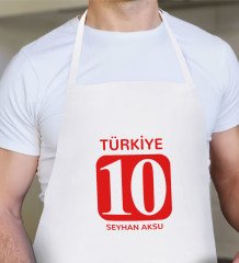 Kişiye Özel İsimli Numaralı Beyaz Mutfak Önlüğü-1