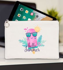 BK Gİft Yaz Temalı-5 Tablet Çantası 30x21cm, Ipad Çantası, Baskılı Tablet Kılıfı