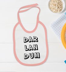 BK Kids Darlandum Tasarımlı Pembe Bebek Body Zıbın ve Mama Önlüğü Hediye Seti-2