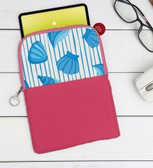 BK Gift Deniz Kabukları Tasarımlı Taşınabilir Koruyucu Tablet Kılıfı & Organizer Çanta - Pembe-2