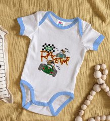 BK Kids Race Time Tasarımlı Mavi Bebek Body Zıbın-1