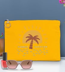 BK Gİft Yaz Temalı-6 Astarlı Sarı Portföy Çanta 30x21cm, Baskılı El Çantası, Organizer Çanta