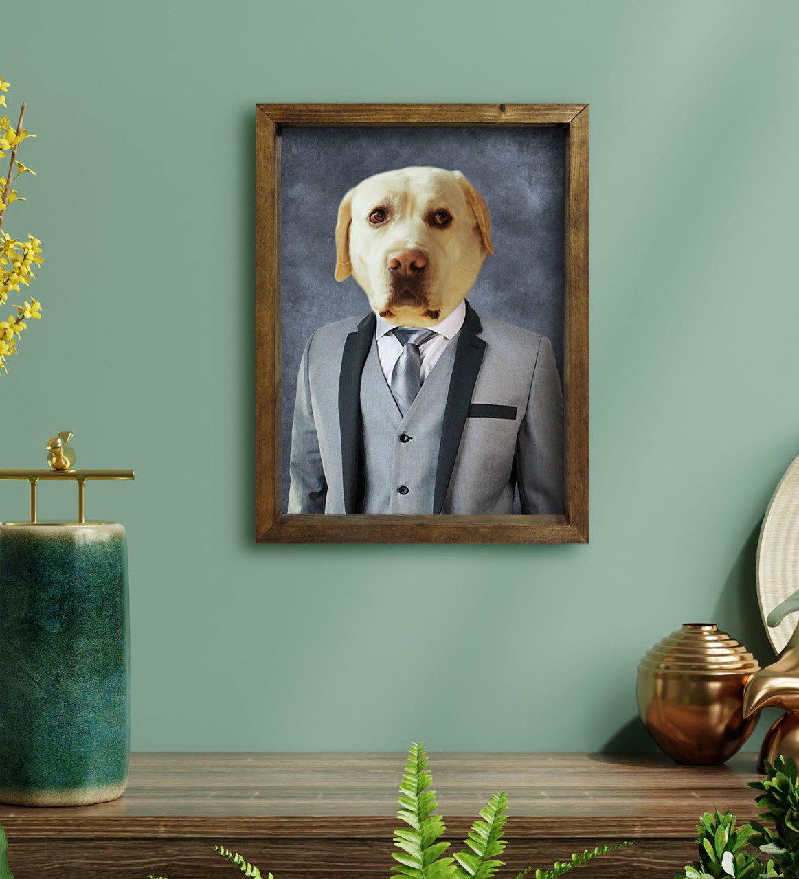 Evcil Dostlara Özel Portre Doğal Masif Ahşap Çerçeveli Tablo 30x40cm-21