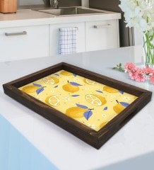 BK Gift Limon Tasarımlı Doğal Ahşap Tepsi-2