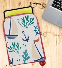 BK Gift Denizci Tasarımlı Taşınabilir Koruyucu Tablet Kılıfı & Organizer Çanta - Pembe-1