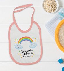 BK Kids Kişiye Özel Pembe Bebek Mama Önlüğü - Model 45