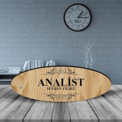Kişiye Özel Mesleki Analist Ahşap Oval Masa İsimliği  - 2