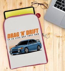BK Gift Drag N Drift Tasarımlı Taşınabilir Koruyucu Tablet Kılıfı & Organizer Çanta - Pembe-1