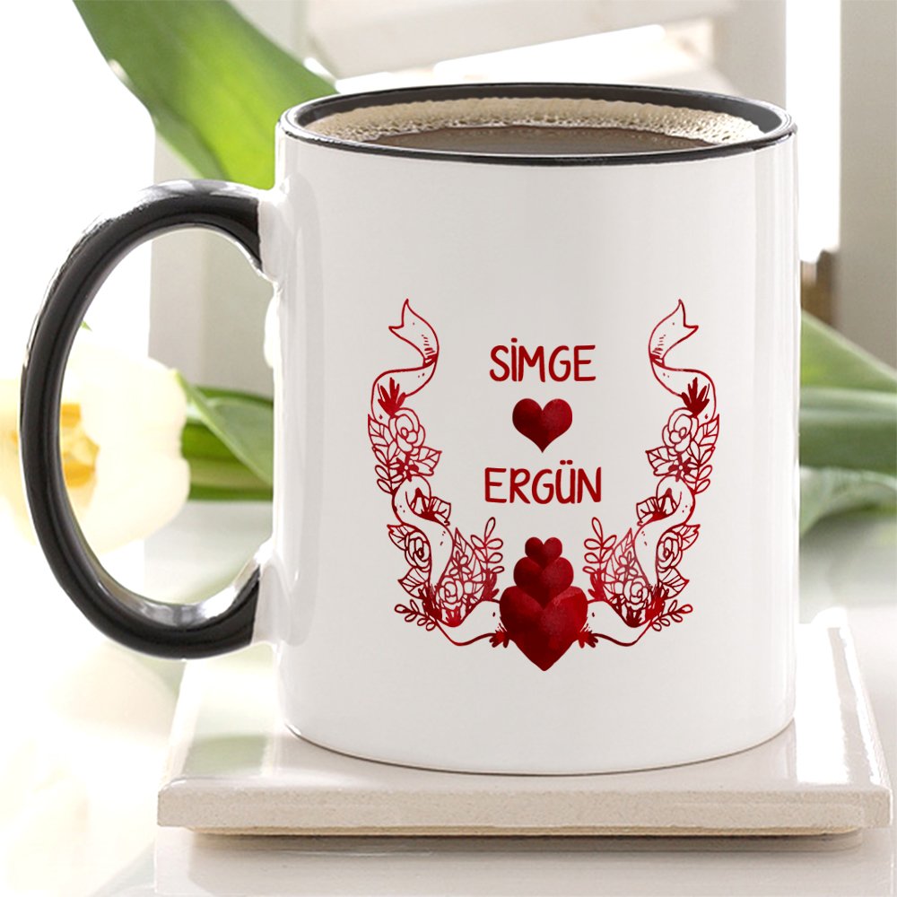 Kişiye Özel Siyah Kupa Bardak (Sevgililer Günü Temalı-57)