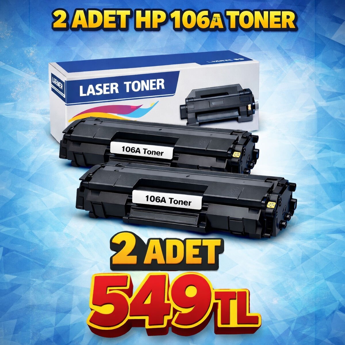 2 ADET Hp 106A W1106A / 107A / 107W / MFP 135W /135A/ MFP 137fnw PLUSCOPY TONER -Chipsiz