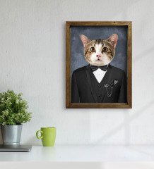 Evcil Dostlara Özel Portre Doğal Masif Ahşap Çerçeveli Tablo 30x40cm-25