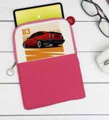 BK Gift Dirift Car Tasarımlı Taşınabilir Koruyucu Tablet Kılıfı & Organizer Çanta - Pembe-1