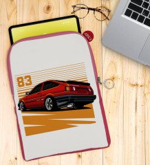 BK Gift Dirift Car Tasarımlı Taşınabilir Koruyucu Tablet Kılıfı & Organizer Çanta - Pembe-1