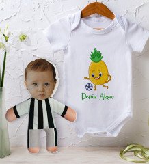 BK Kids Kişiye Özel Fotoğraflı Bebek Yastık ve Bebek Body Zıbın Hediye Seti - Model 3.3