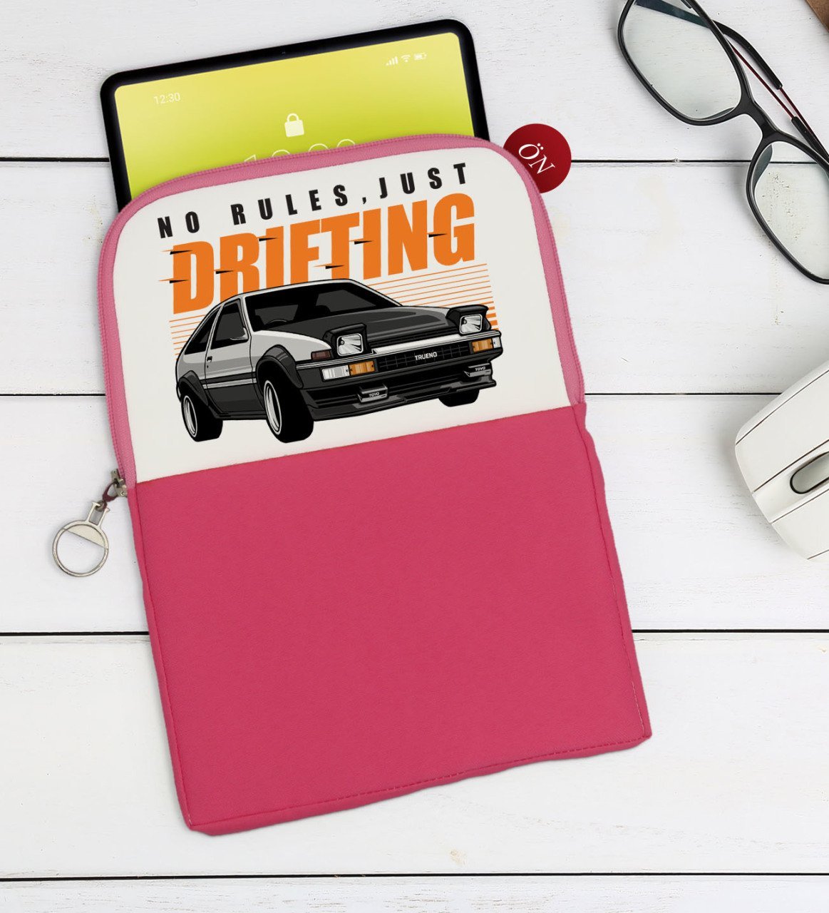 BK Gift Dirifting Tasarımlı Taşınabilir Koruyucu Tablet Kılıfı & Organizer Çanta - Pembe-1