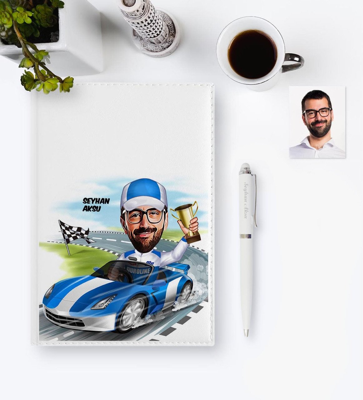 Kişiye Özel Rallici Karikatür 2023 Deri Ajanda & Kalem Hediye Seti - 1