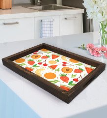 BK Gift Meyveler Tasarımlı Doğal Ahşap Tepsi-3