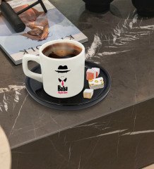 Kişiye Özel Siyah Sunum Tabaklı Baba Godfather Tasarımlı Türk Kahvesi Fincanı Model 11