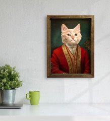 Evcil Dostlara Özel Portre Doğal Masif Ahşap Çerçeveli Tablo 30x40cm-31