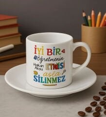BK Gift Kişiye Özel İyi Bir Öğretmen Tasarımlı Türk Kahvesi Fincanı-2, Öğretmene Hediye, Öğretmenler Günü Hediyesi