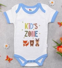 BK Kids Kid's Zone Tasarımlı Mavi Bebek Body Zıbın-1