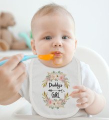 BK Kids Daddy's Girl Tasarımlı Bebek Body Zıbın ve Mama Önlüğü Hediye Seti - Model 1