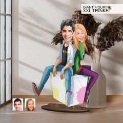 BK Gift Kişiye Özel Sevgililer Karikatürlü Büyük Boy Ahşap Biblo-35 Arkadaşa Hediye , Sevgiliye Hediye, Kişiye Özel Biblolar