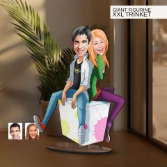 BK Gift Kişiye Özel Sevgililer Karikatürlü Büyük Boy Ahşap Biblo-35 Arkadaşa Hediye , Sevgiliye Hediye, Kişiye Özel Biblolar