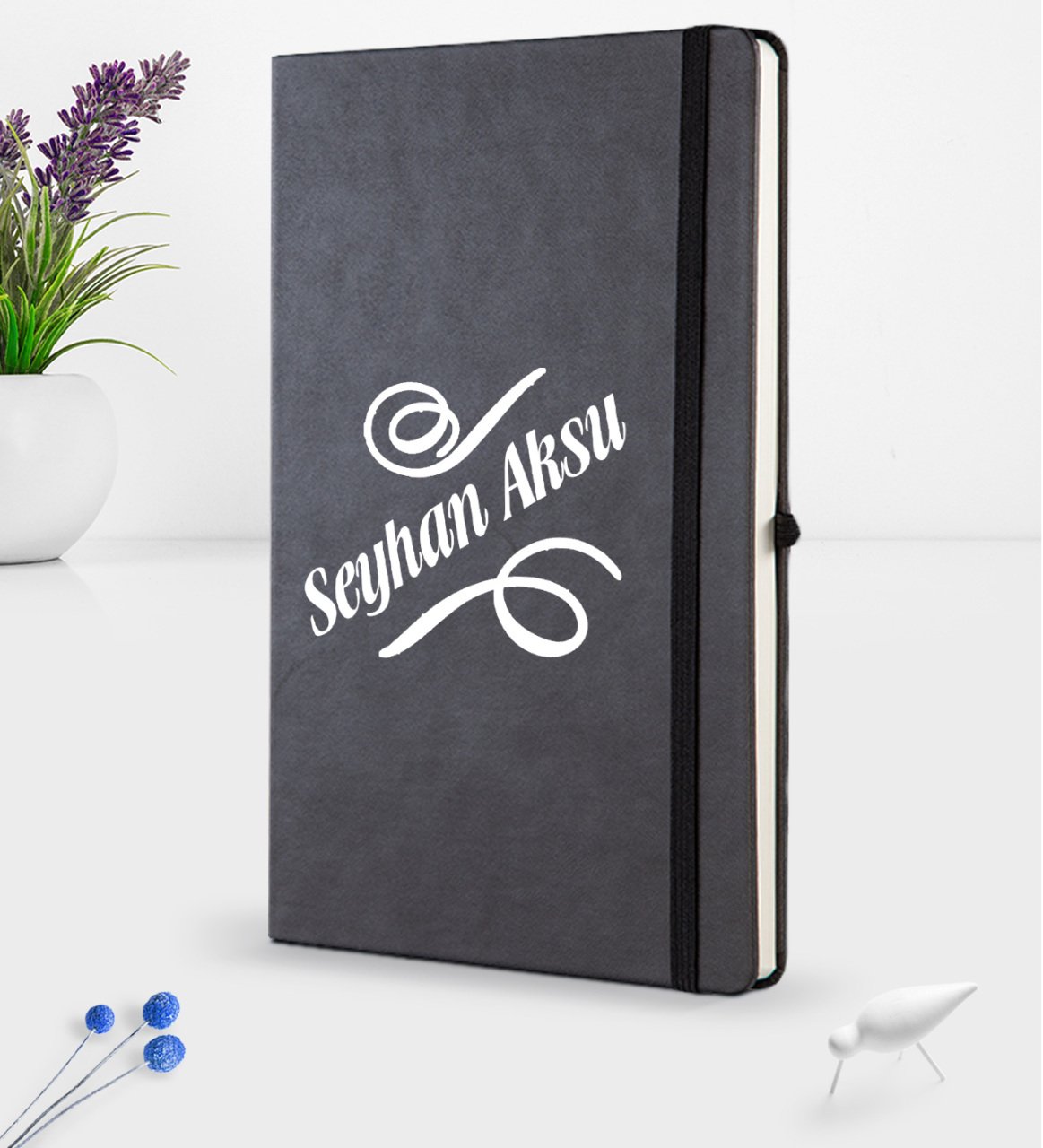 Kişiye Özel İsimli Siyah Termo Deri Defter 16x24cm Model 5