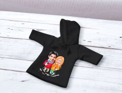 BK Gift Kişiye Özel Sevgililer Karikatürlü Mini Siyah İçki Şişesi Tişörtü , Ev Bar Dekoru, Viski, Şarap, Votka, Rakı Şişesi Tişörtü, Ev Barı-40