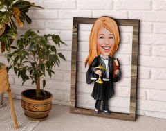 BK Gift Kişiye Özel Kadın Avukat Karikatürlü 3D Ahşap Tablo, Sevgiliye Hediye, Arkadaşa Hediye, Yıl Dönümü Hediyesi, Doğum Günü Hediyesi-1
