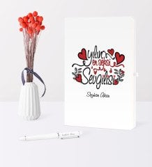 Kişiye Özel Yılın En Seksi Sevgilisi Temalı Beyaz Defter Kalem Seti