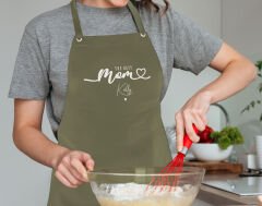 BK Gift Kişiye Özel İsimli Anneler Günü Tasarımlı Profesyonel Haki Mutfak Önlüğü, Aşçı Önlüğü, Şef Önlüğü, Anneye Hediye-6