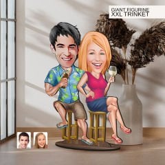 BK Gift Kişiye Özel Sevgililer Karikatürlü Büyük Boy Ahşap Biblo-51 Arkadaşa Hediye , Sevgiliye Hediye, Kişiye Özel Biblolar
