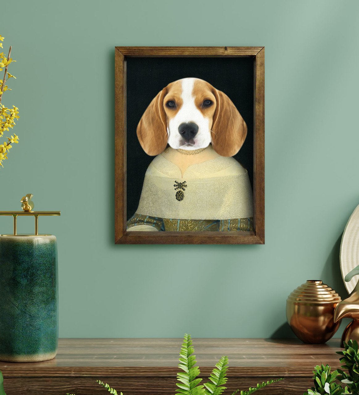 Evcil Dostlara Özel Portre Doğal Masif Ahşap Çerçeveli Tablo 30x40cm-35