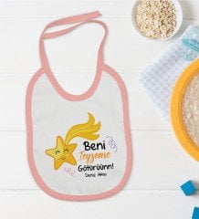 BK Kids Kişiye Özel Pembe Bebek Mama Önlüğü - Model 50