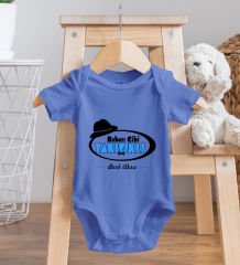 BK Kids Kişiye Özel İsimli Mavi %100 Pamuklu Kısa Kol Bebek Body Zıbın-6, Yeni Doğan Bebek Hediyesi