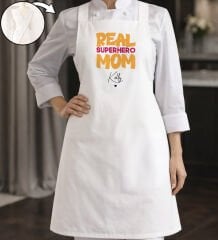 BK Gift Kişiye Özel Anneler Günü Tasarımlı Çapraz Askılı Beyaz Mutfak Önlüğü - 1, Aşçı Önlüğü, Şef Önlüğü, Anneye Hediye