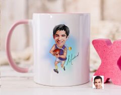 Bk Gift Kişiye Özel Amerikan Futbolcusu Karikatürlü Pembe Kupa Bardak-11, Sevgiliye Hediye, Arkadaşa Hediye