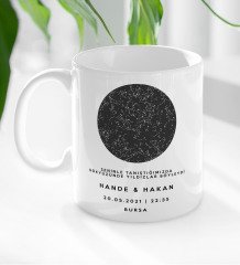 BK Gift Kişiye Özel Gökyüzü Yıldız Haritası Beyaz Kupa Bardak