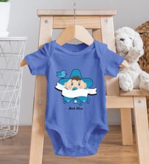 BK Kids Kişiye Özel İsimli Mavi %100 Pamuklu Kısa Kol Bebek Body Zıbın-7, Yeni Doğan Bebek Hediyesi