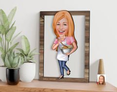 BK Gift Kişiye Özel Kadın Chef Karikatürlü 3D Ahşap Tablo, Sevgiliye Hediye, Arkadaşa Hediye, Yıl Dönümü Hediyesi, Doğum Günü Hediyesi-3