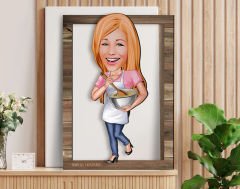 BK Gift Kişiye Özel Kadın Chef Karikatürlü 3D Ahşap Tablo, Sevgiliye Hediye, Arkadaşa Hediye, Yıl Dönümü Hediyesi, Doğum Günü Hediyesi-3