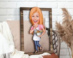 BK Gift Kişiye Özel Kadın Chef Karikatürlü 3D Ahşap Tablo, Sevgiliye Hediye, Arkadaşa Hediye, Yıl Dönümü Hediyesi, Doğum Günü Hediyesi-3